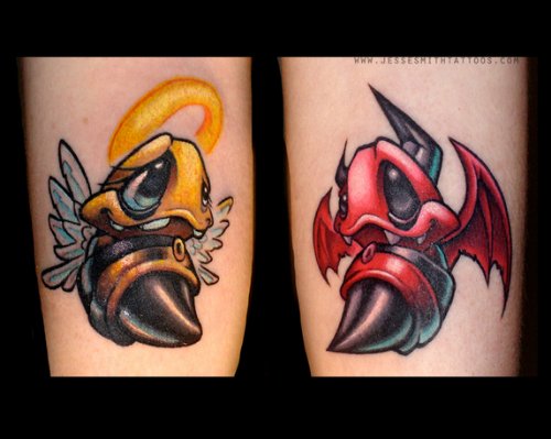 Angel And Devil Graffiti Tattoo