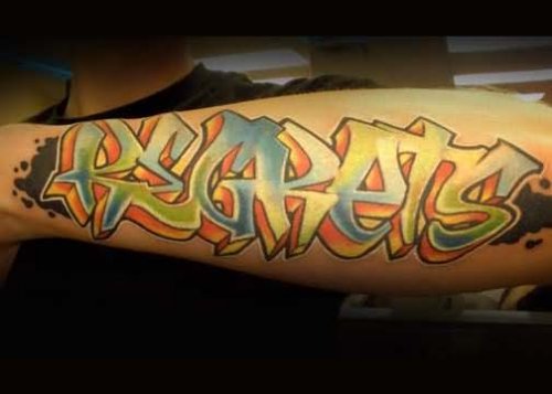 Graffiti Letters Tattoo On Arm