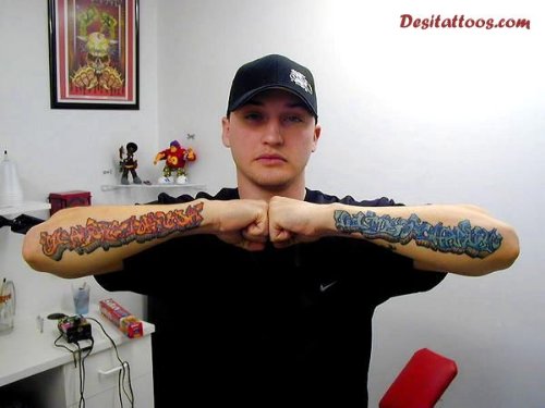 Beautiful Graffiti Tattoos On Both Arms