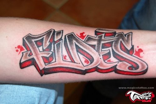 Fides Graffiti Tattoo On Sleeve