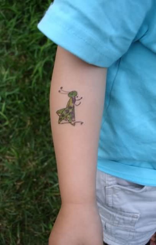 Grasshopper Tattoo On Right Sleeve