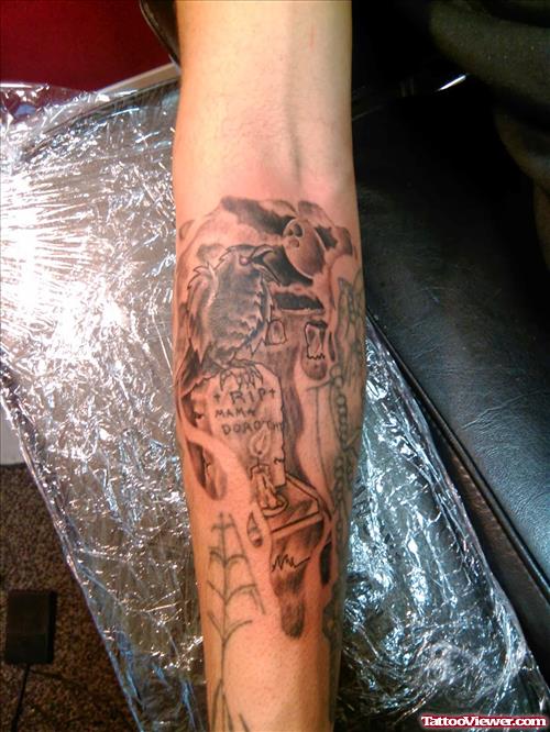 Right Arm Graveyard Tattoo
