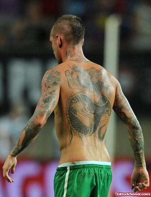 Amazing Graveyard Tattoo On Back Body