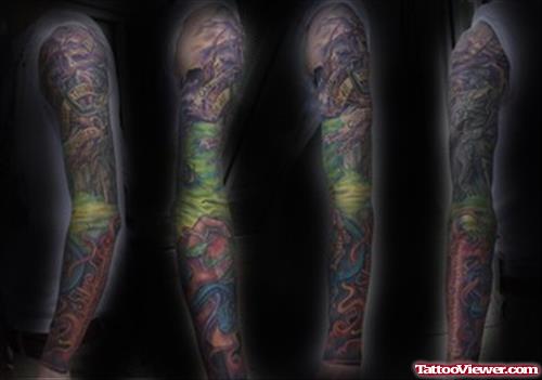 Graveyard Tattoos Design For Sleeve