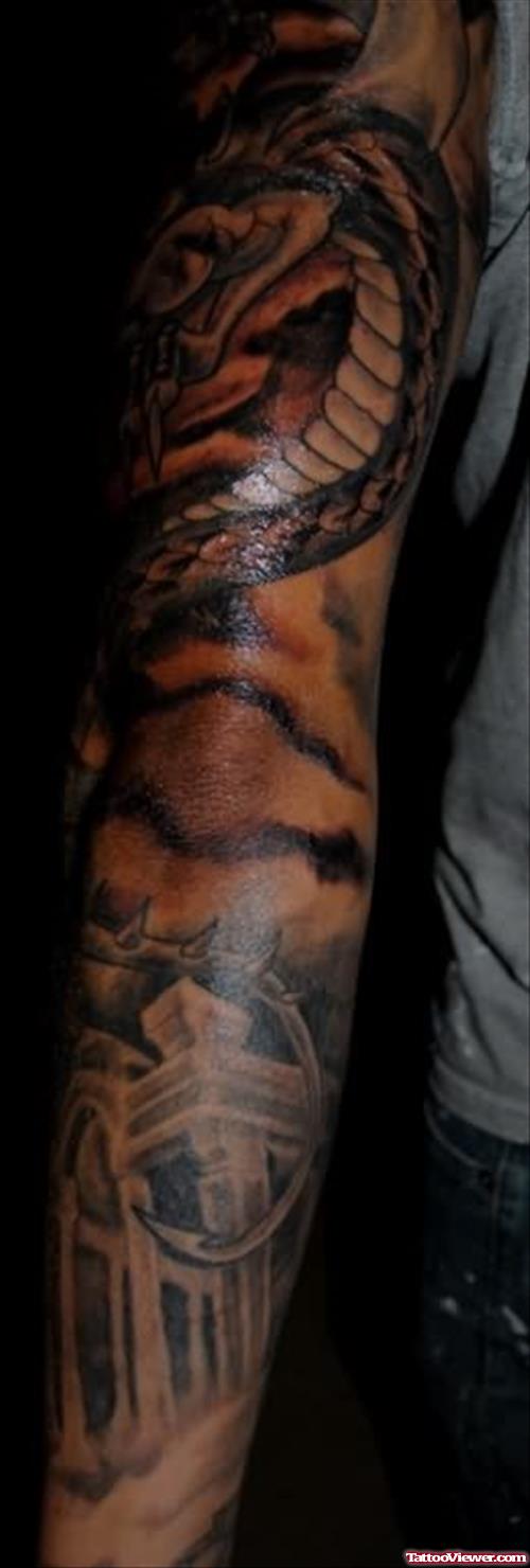 Graveyard Tattoo On Boy Arm