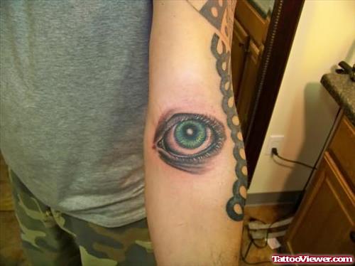 Extreme Eye Graveyard Tattoo On Arm