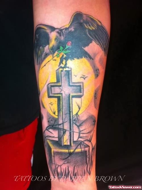 Graveyard Cross Tattoo