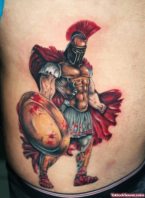 Spartan Angel Greek Tattoo On Side