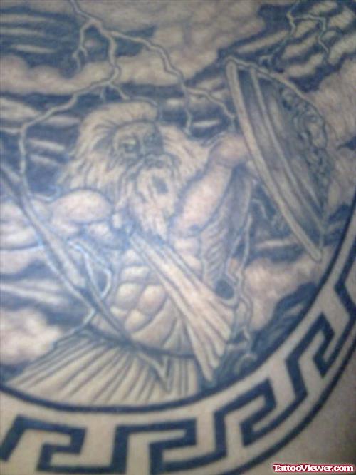Grey Ink Greek Tattoo
