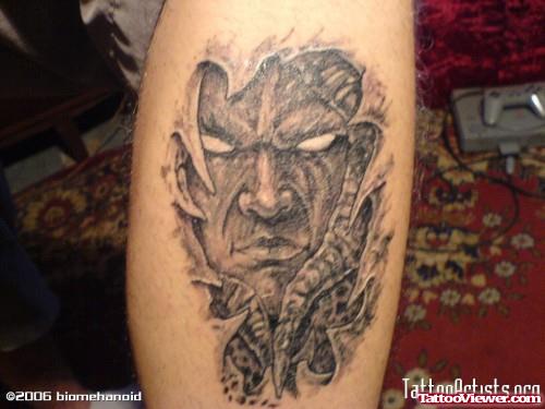 Grey Ink Devil Greek Tattoo