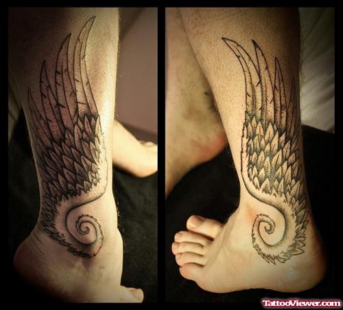 Greek Angel Wing Tattoo On Ankle