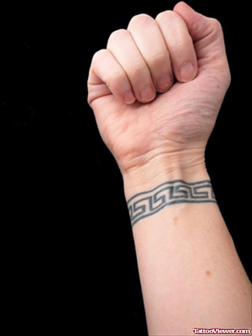 Greek Key Pattern Tattoo On Right Wrist