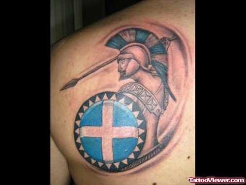 Left Back SHoulder Greek Shoulder Tattoo
