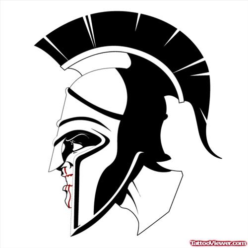 Spartan Head Greek Tattoo Design