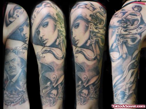 Medusa Greek Tattoo On Sleeve
