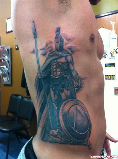 Man Rib Side Spartan Greek Tattoo