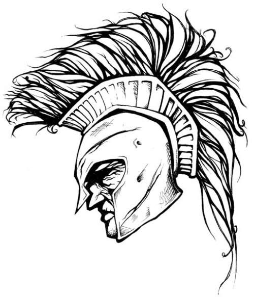 Spartan Helmet Head Greek Tattoo Design