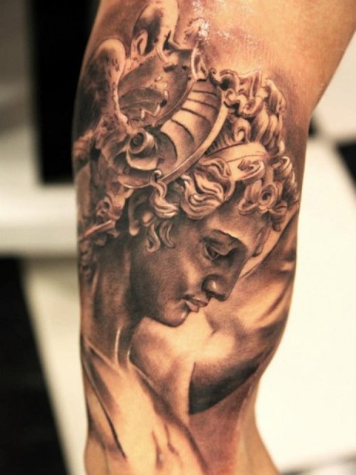 Beautiful Medusa Greek Tattoo On Sleeve
