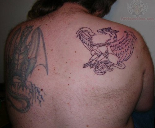 Griffin Back Shoulder Tattoos