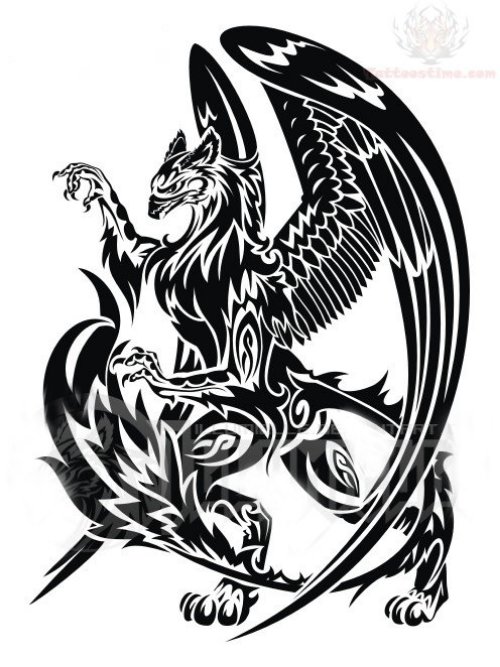 Large Winged Griffin Tattoo Design