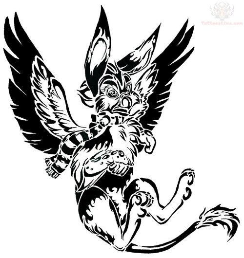 Tribalized Griffin Tattoo Design