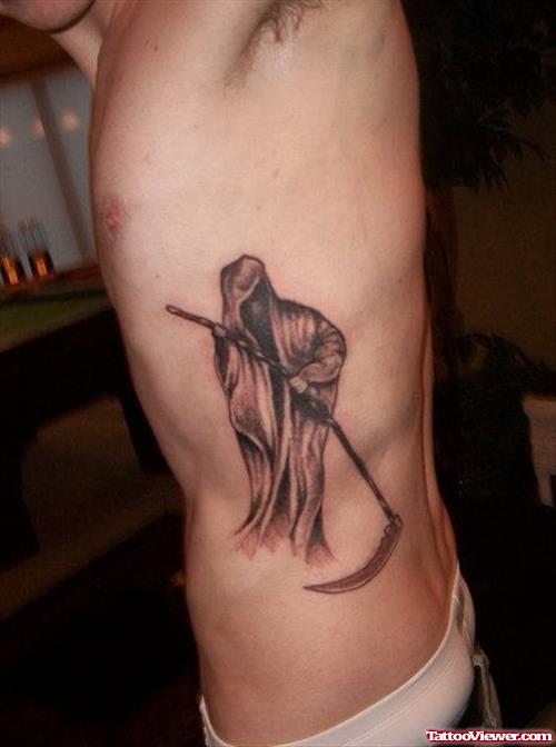 Side Rib Grim Reaper Tattoo