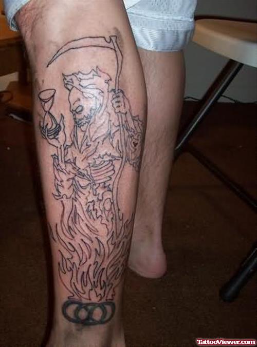 Leg Grim Reaper Tattoo