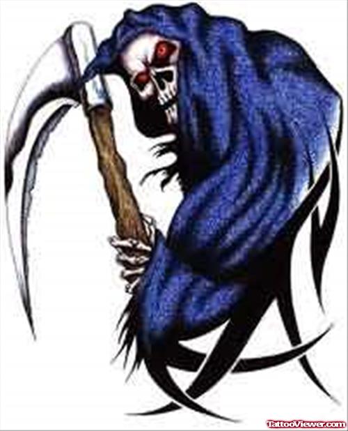 Tribal Grim Reaper Tattoo Design
