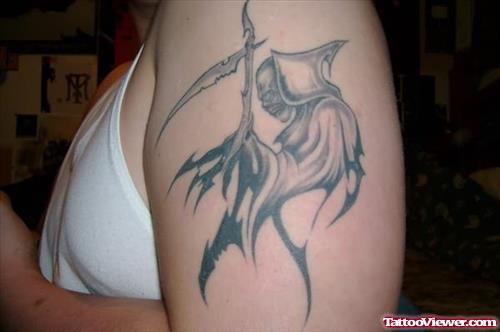 Grim Reaper Upper Shoulder Tattoo