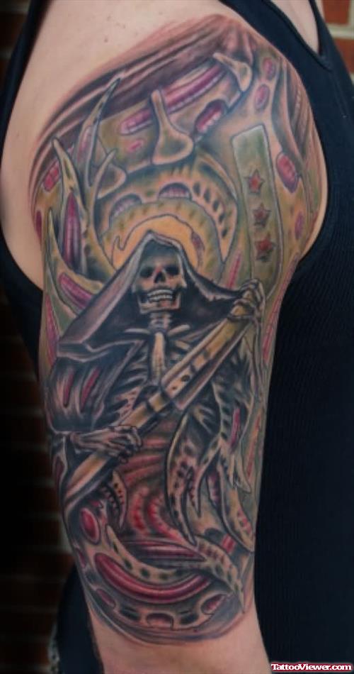 Grim Reaper Fighting Tattoo