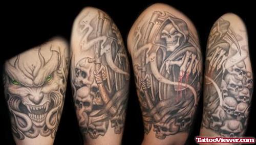 Grim Reaper Half Sleeve Tattoo