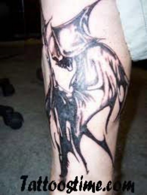 Black Ink  Grim Reaper Tattoo For Boys