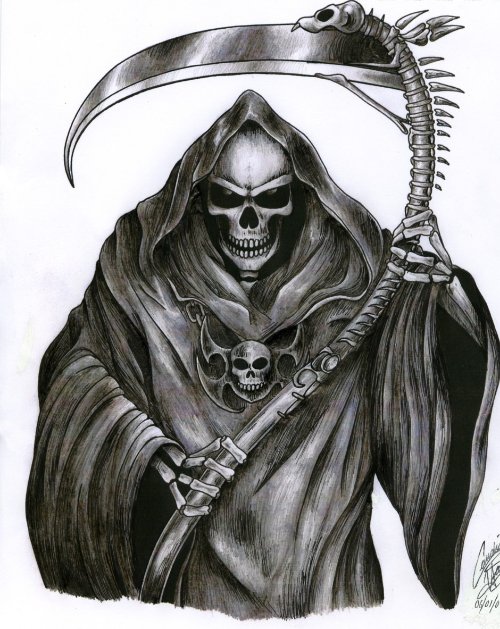 Dark Ink Grim Reaper Tattoo Design