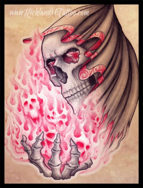 Skull Head Grim Reaper Tattoo