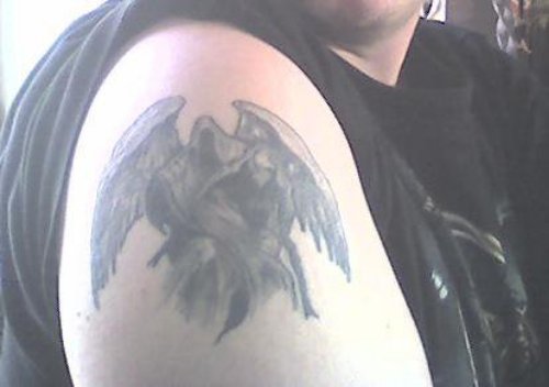 Grim Reaper Tattoo On Man Right Shoulder