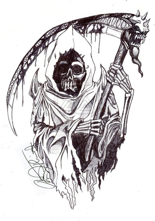 Beautiful Grim Reaper Tattoos Design