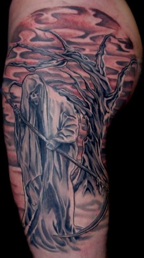 Grim Reaper Tree Tattoo