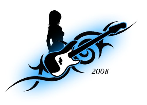 Tribal And Girl With Guitar Tattoo Design