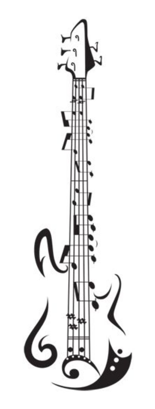 Music Notes Guitar Tattoo Design