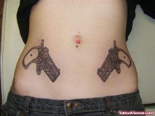 Gun Tattoos On Girl Both Hips