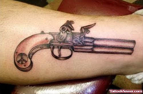 Gun Tattoo On Leg