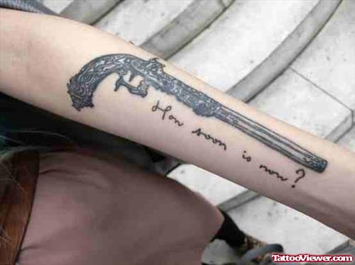 Magnum Gun Tattoo On Full Arm