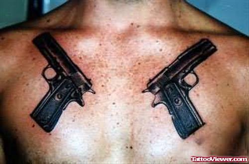 Gun Tattoos On Chest