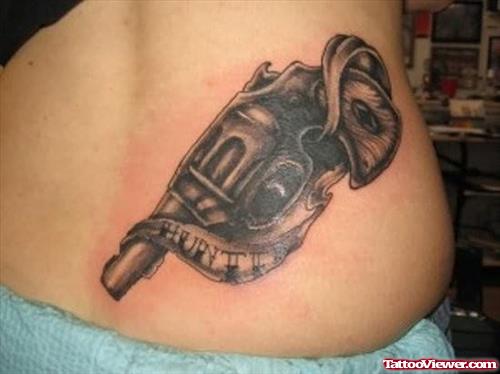 Strange Gun Tattoo On Waist