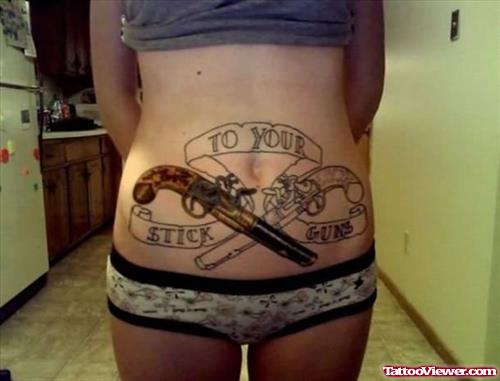 Big Gun Tattoo On Waist