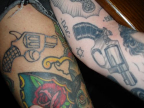 Guns And Flower Tattoo