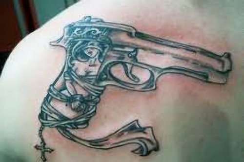 Cross And Gun Tattoo