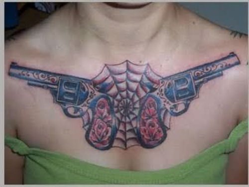 Gun Tattoo Tattoos On Chest For Women