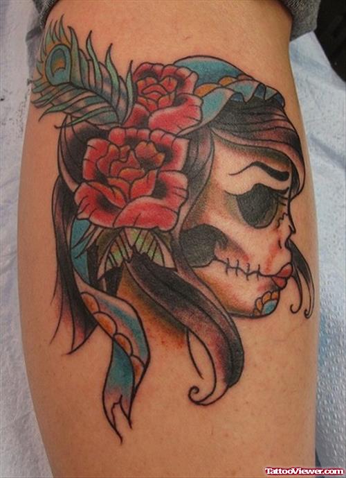 Attractive Red Flowers and Gypsy Tattoo