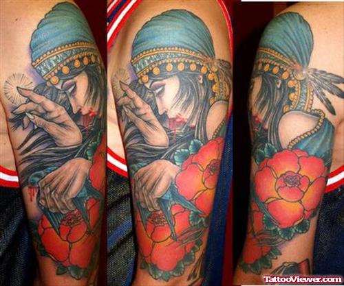 Flower And Gypsy Tattoo